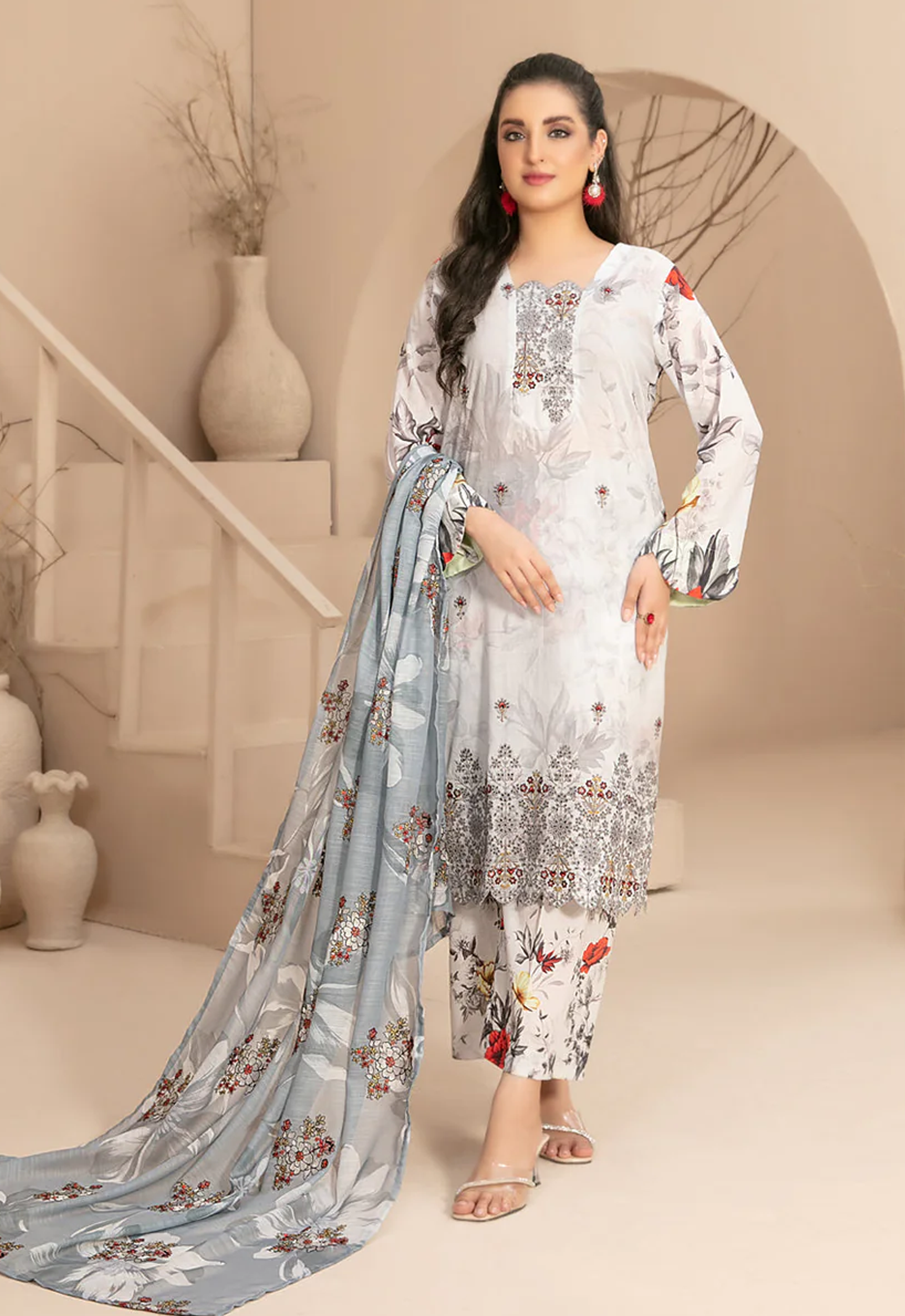 Embroidered Lawn 3 Piece Unstitched Suit TFL-WM-D-3295-LIQA - Summer Collection