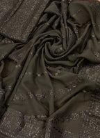 Black Embroidered Unstitched Chiffon Saree  AJC-D08-22-Party Wear
