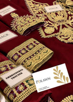 Embroidered Unstitched 3 Piece Chiffon Suit AJIMC-D03-Maroon-22 -Party Wear
