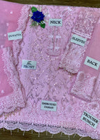Embroidered Unstitched 3 Piece Net Suit AKCL-D06-CANDY PINK-Party Wear