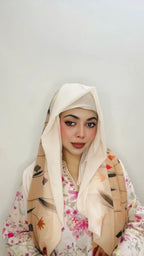 2 in 1 Digital Printed Hijab with Attached Tube Cap