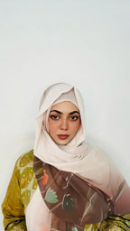 2 in 1 Digital Printed Hijab with Attached Tube Cap