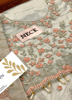 Sky Blue Embroidered Unstitched 3 Piece Net Suit EAC-MH-02-22 Party Wear