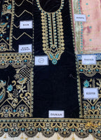 Black Embroidered Unstitched 3 Piece Velvet Suit EAC-MK-02-21-Party Wear