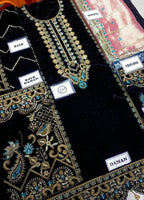 Black Embroidered Unstitched 3 Piece Velvet Suit EAC-MK-02-21-Party Wear