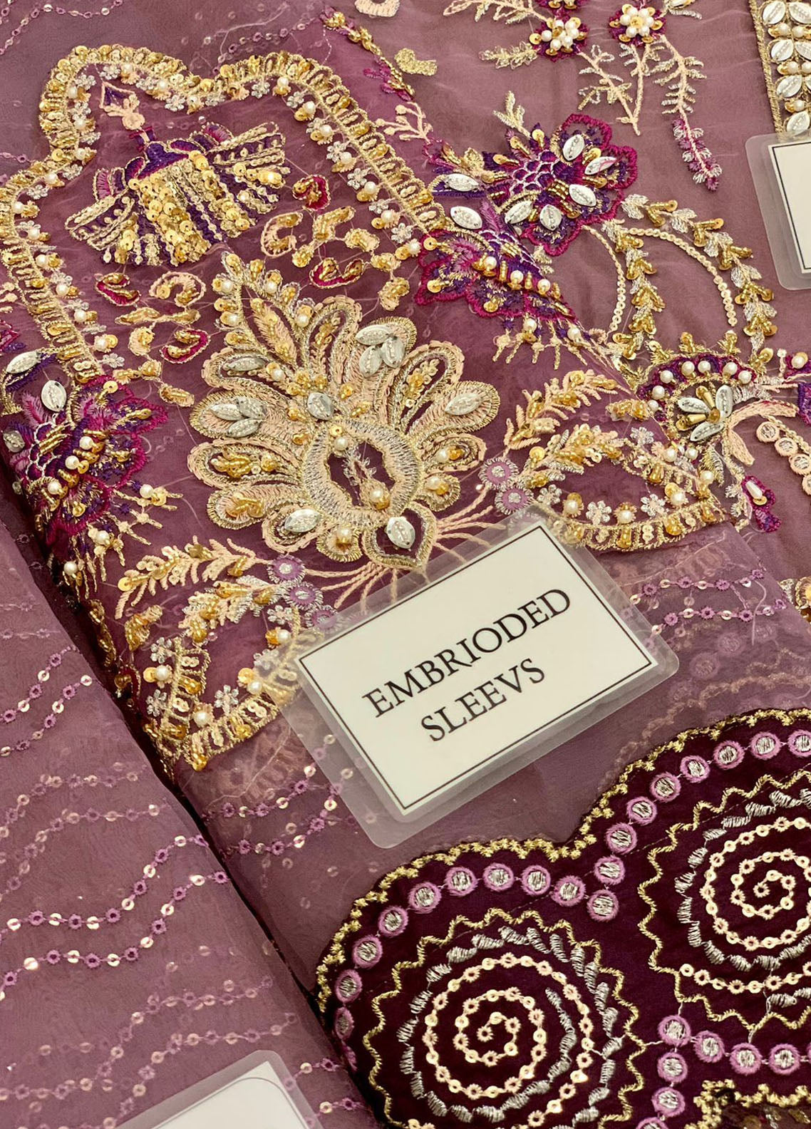 Embroidered Unstitched 3 Piece Organza Suit ECC-D03-MAUVELOUS-22-Party Wear
