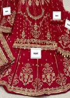 Embroidered Unstitched 3 Piece Net Suit Hira Mani-RED-Party Wear
