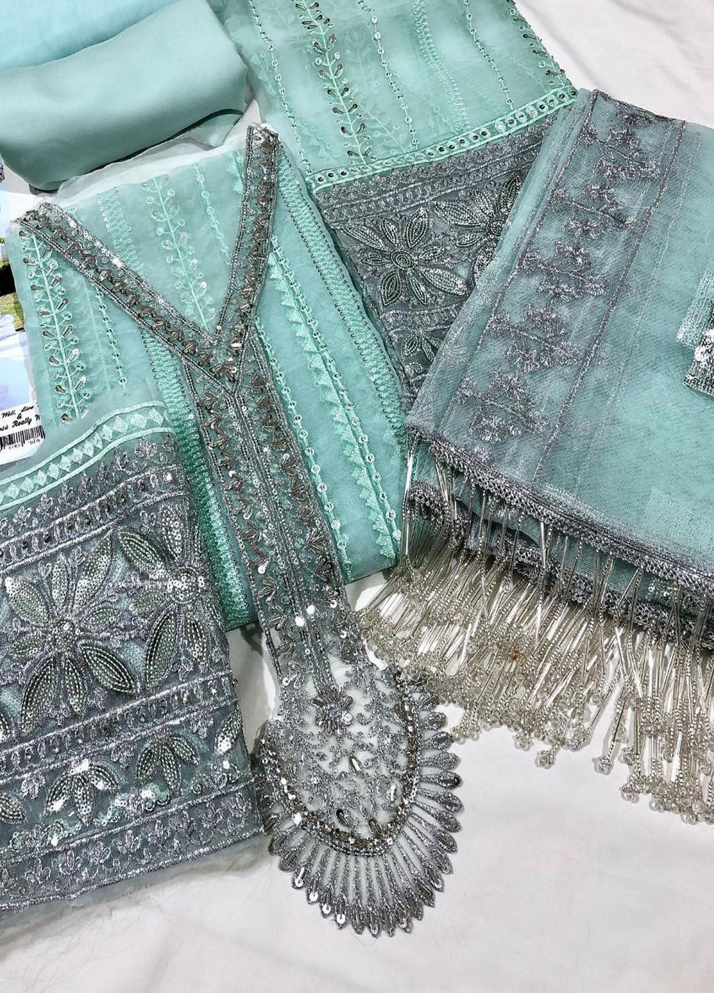 Embroidered Unstitched 3 Piece Organza Suit MBC-CST-302-ASMANI - Party Wear