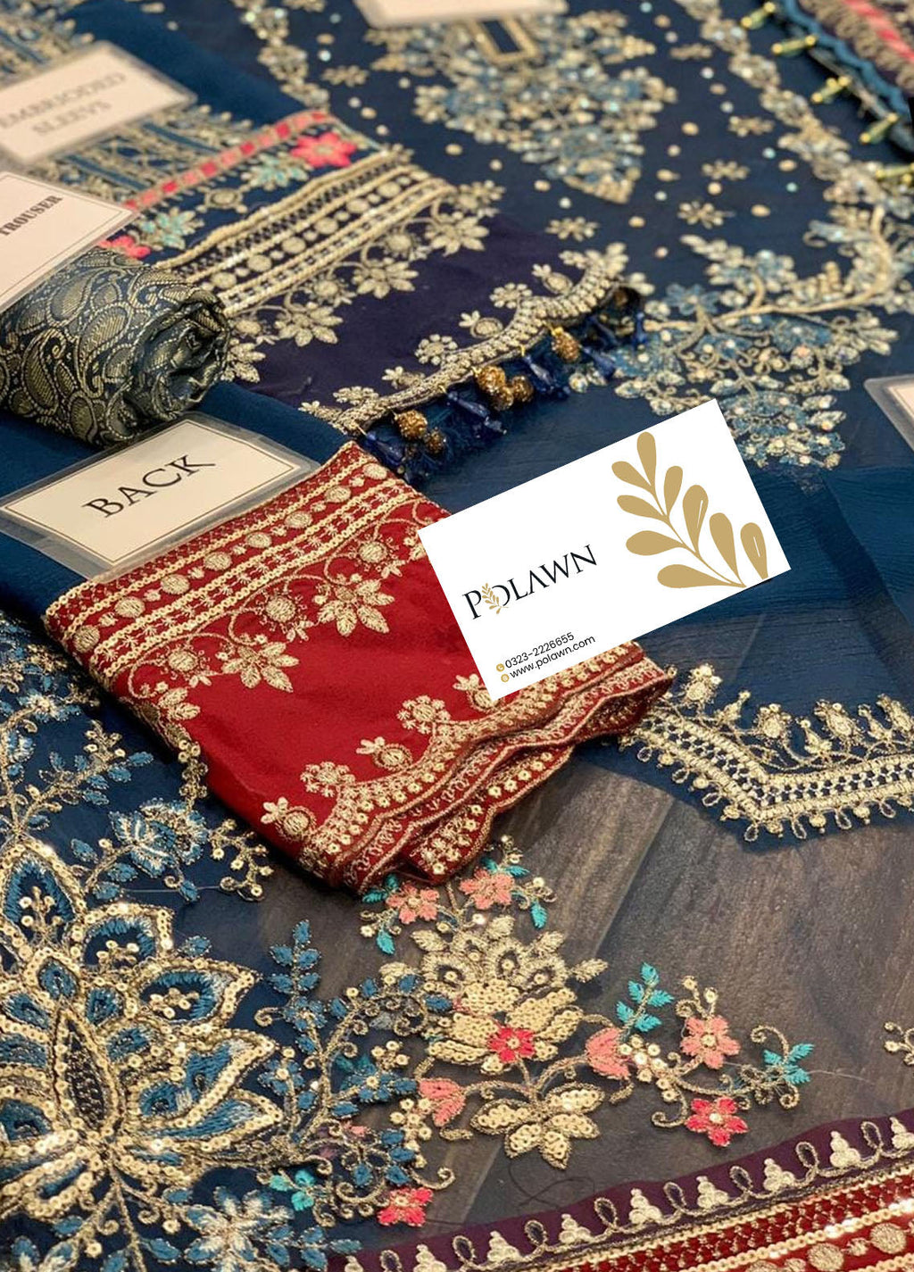 Blue Embroidered Unstitched 3 Piece Chiffon Suit MBC-BD-2407-22-Party Wear