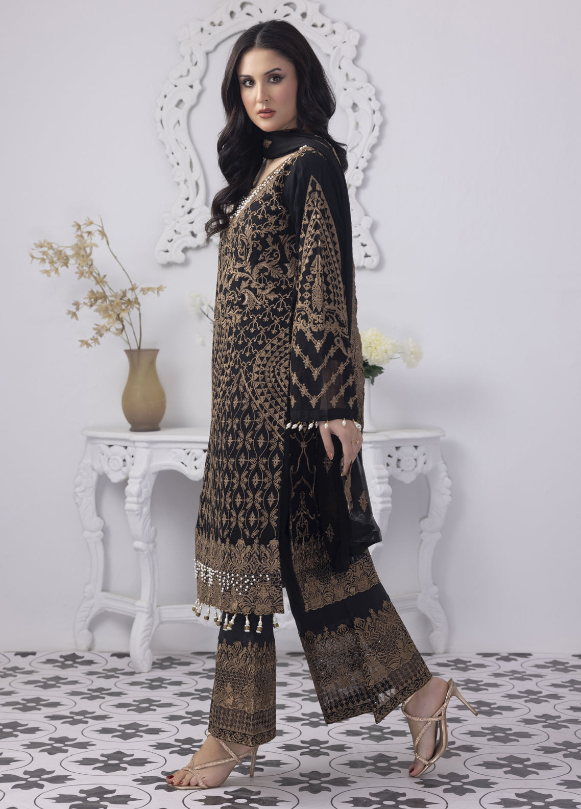 Embroidered Stitched 3 Piece Chiffon Suit PD-23-102 Ready to Wear