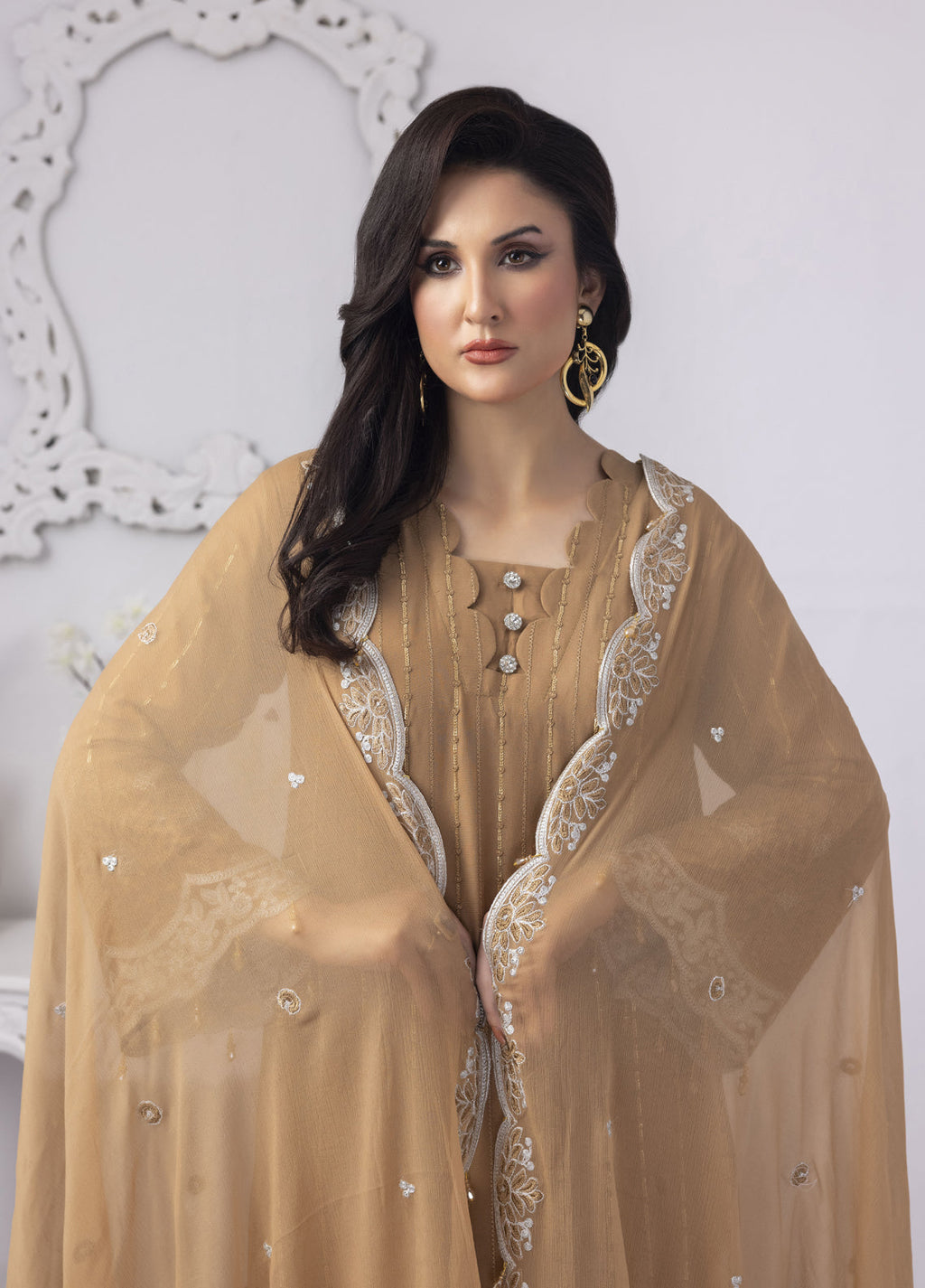 Embroidered Stitched 3 Piece Chiffon Suit PD-23-103 Ready to Wear