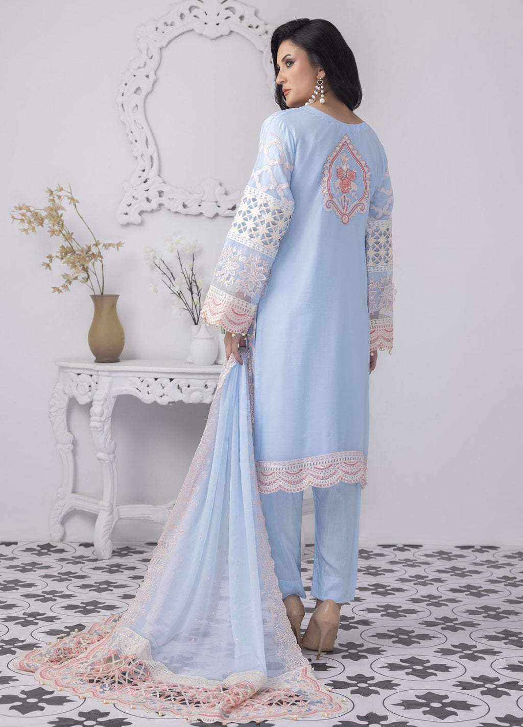 Embroidered Stitched 3 Piece Chiffon Suit PD-23-104 Ready to Wear
