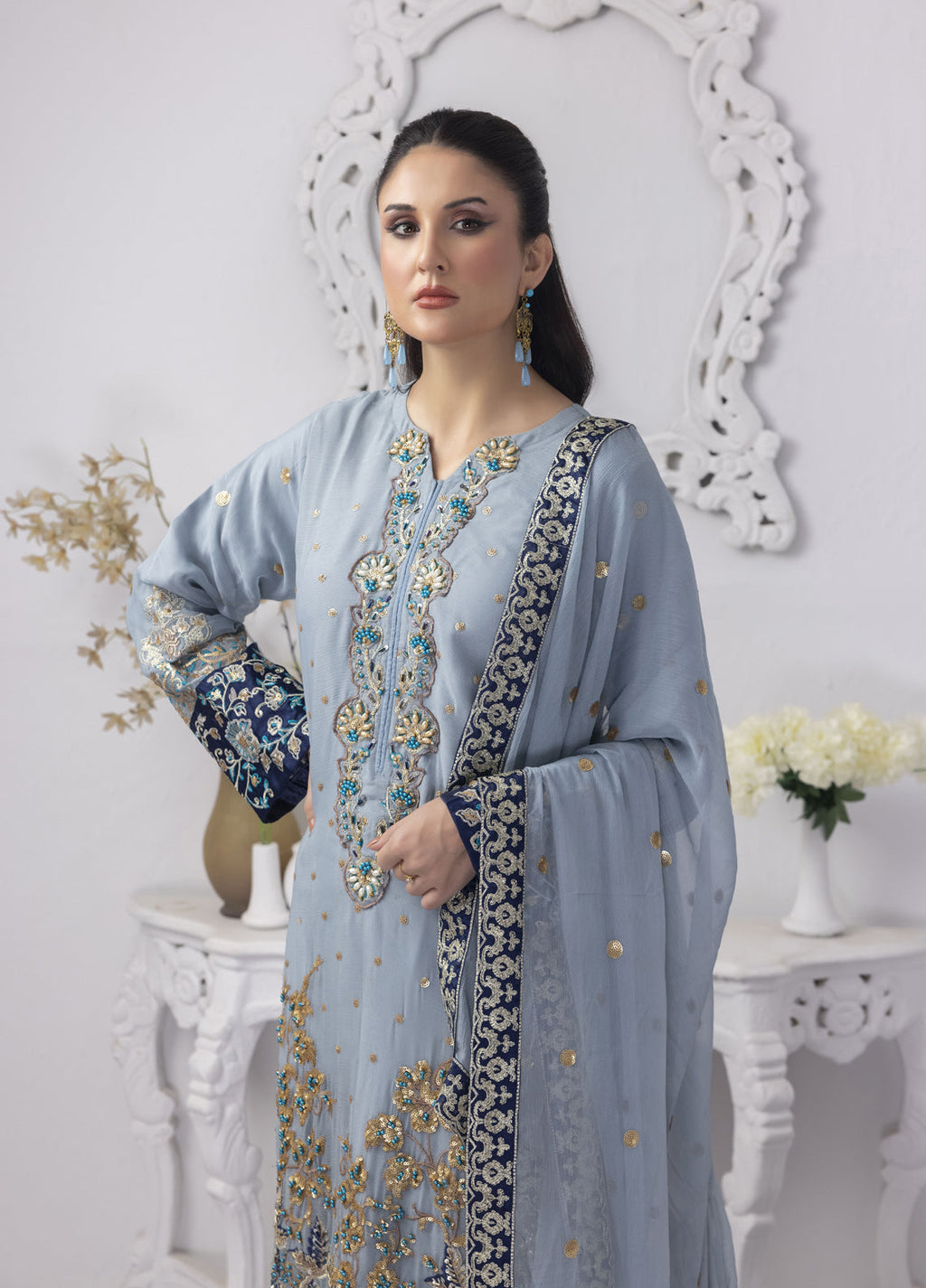 Embroidered Stitched 3 Piece Chiffon Suit PD-23-106 Ready to Wear