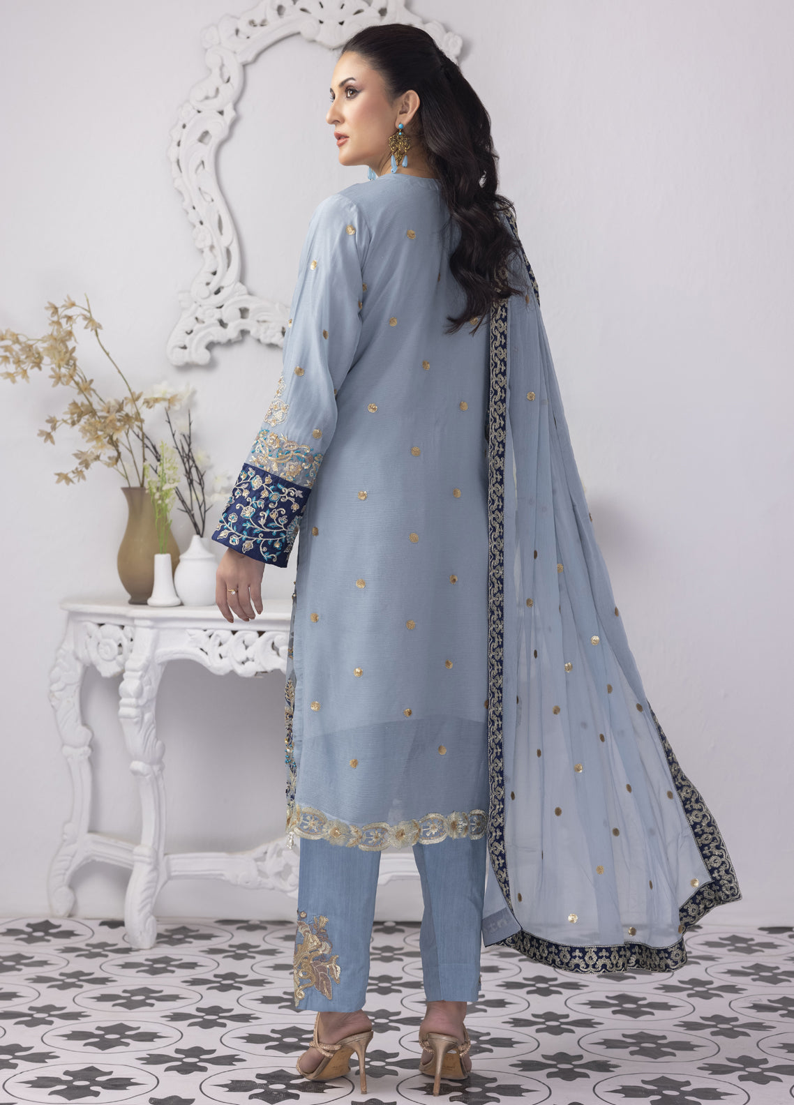 Embroidered Stitched 3 Piece Chiffon Suit PD-23-106 Ready to Wear