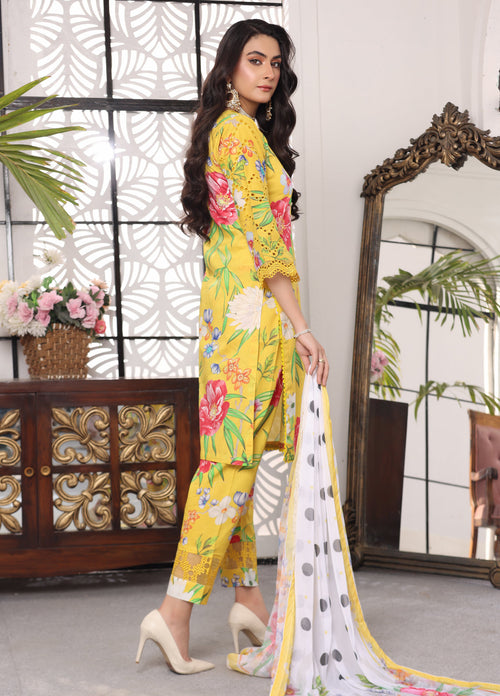 Aafreen By Polawn Embroidered Stitched 3 Piece Lawn Suit PD-24-203-A-Ready to Wear