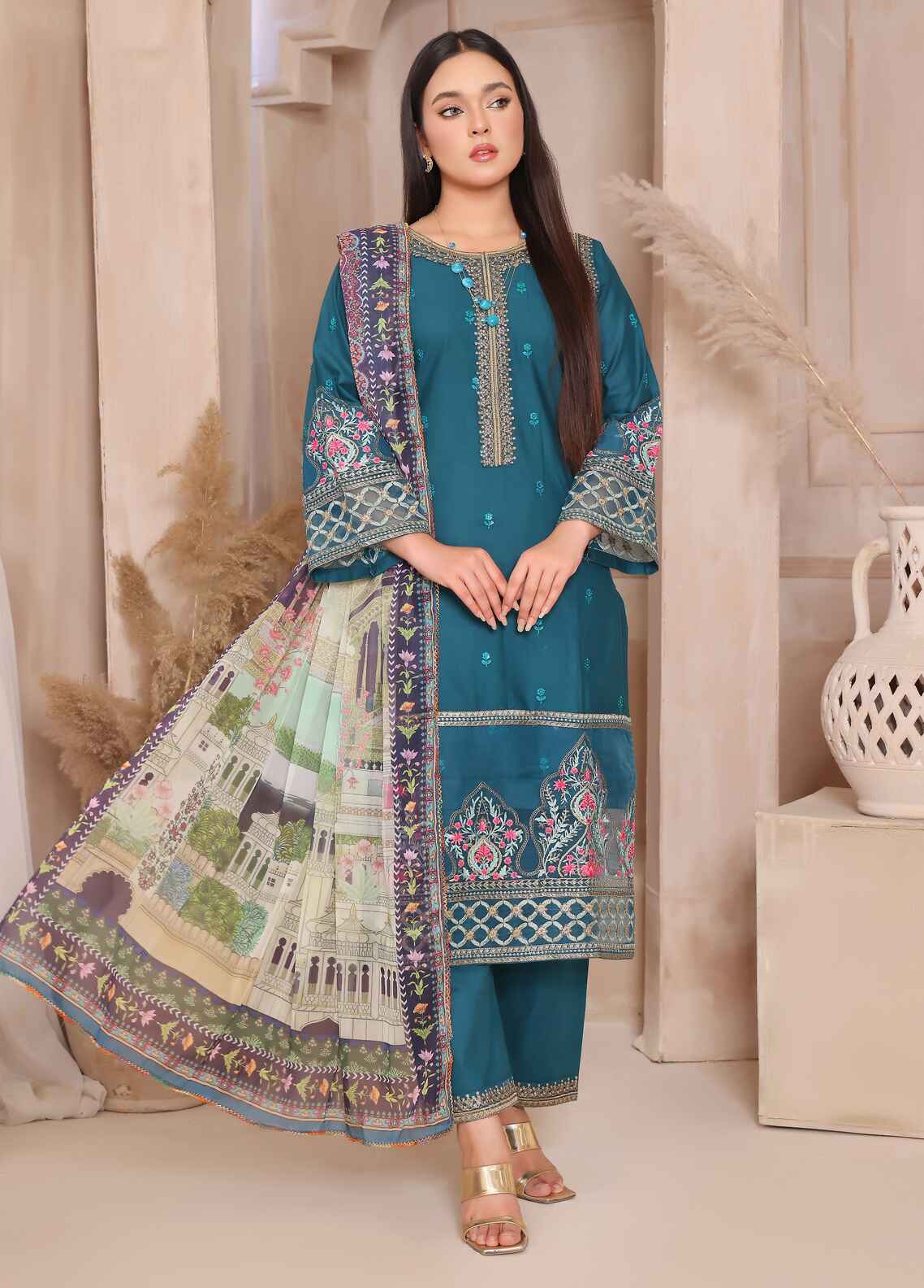 Embroidered Stitched 3 Piece Lawn Suit PD-24-302 - Ready to Wear