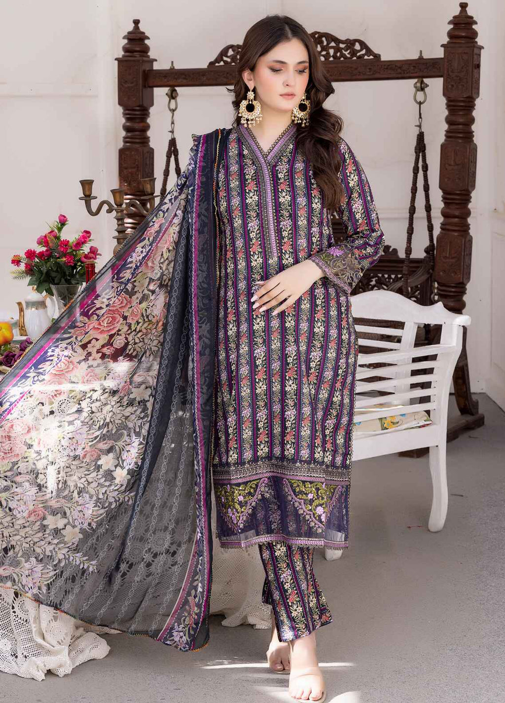 Nayab By Polawn Embroidered Stitched 3 Piece Lawn Suit PD-24-405-B-Ready to Wear