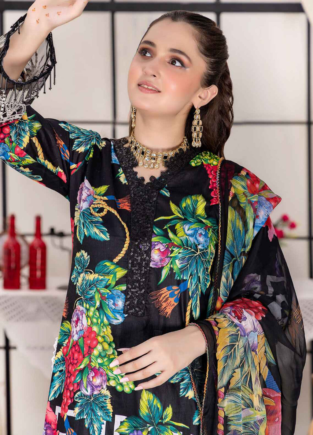 Husn By Polawn Embroidered Stitched 3 Piece Lawn Suit PD-24-504-B-Ready to Wear