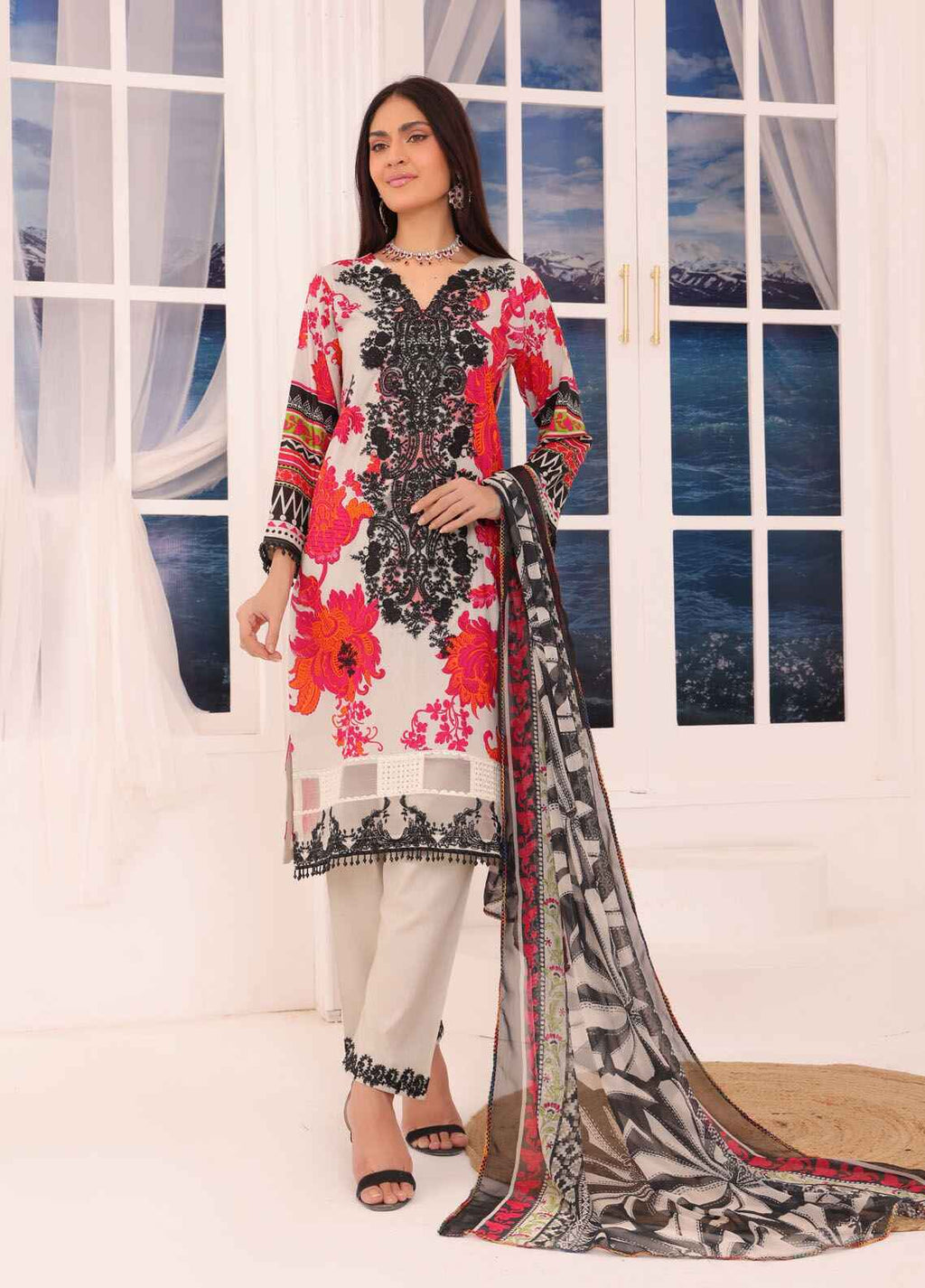 Printed Stitched 3 Piece Lawn Suit PD-25-101-Ready to Wear