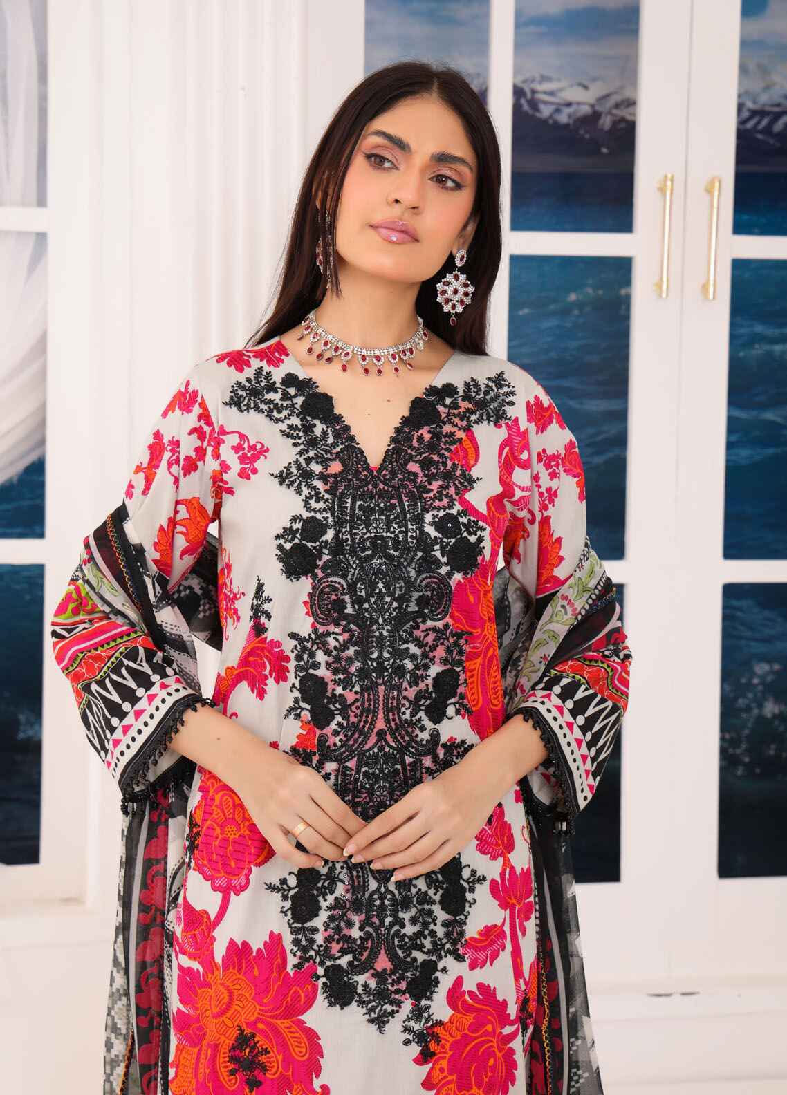 Printed Stitched 3 Piece Lawn Suit PD-25-101-Ready to Wear