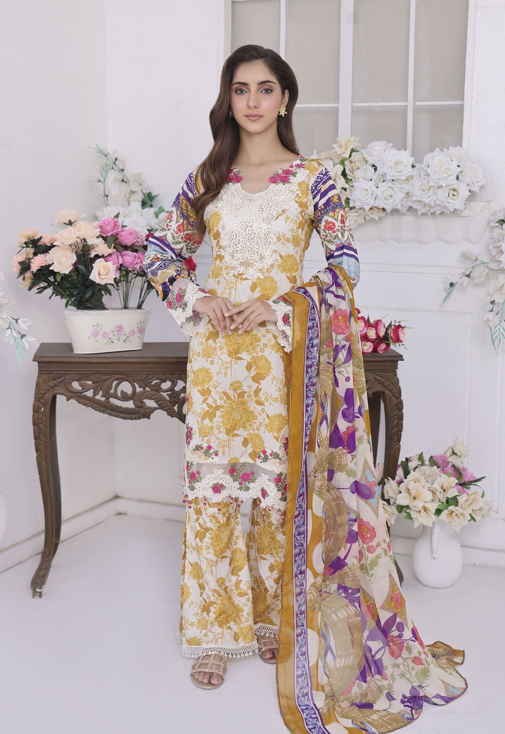 Jhilmil By Polawn Embroidered Stitched 3 Piece Lawn Suit PD-25-421-Ready to Wear