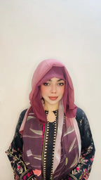 2 in 1 Digital Printed Hijab with Attached Tube Cap
