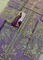 Purple Embroidered Unstitched 3 Piece Net Suit SC-ZAINA-Party Wear