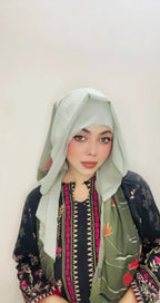 2 in 1 Digital Printed Hijab with Attached Tube Cap