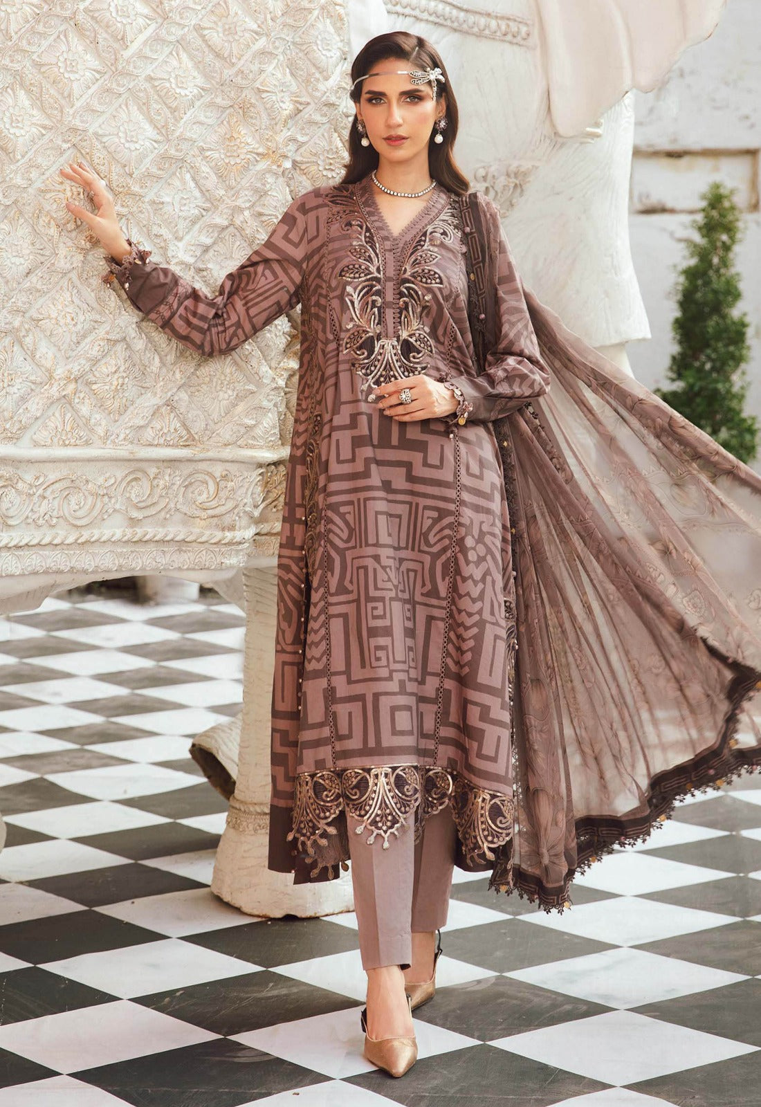 Embroidered Lawn 3 Piece Unstitched Suit  MBL-MPT-2703-B-25 - Summer Collection