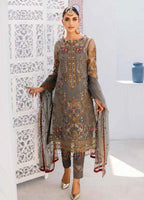 Grey Embroidered Unstitched 3 Piece Organza Suit EAC-VE-203-22 Party Wear